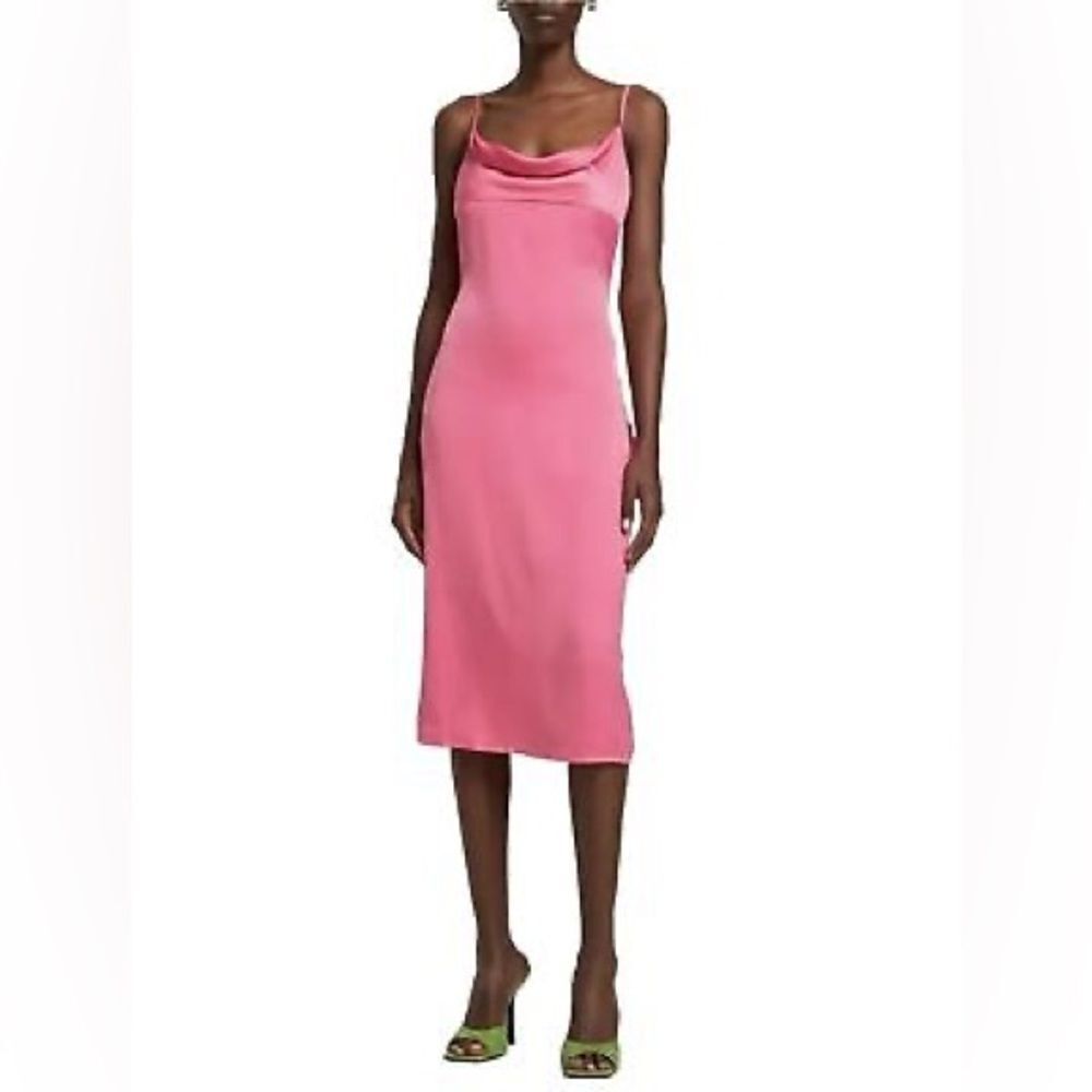 WeWoreWhat Satin Pink Cowl Midi Dress 2